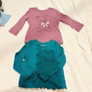 Cat & Jack Pink and Teal Long Sleeve Tees